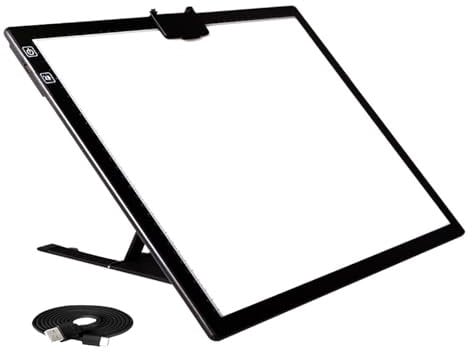 Diamant Painting A3 Leuchttisch, Wiederaufladbar Lichtbox mit Faltbar Ständer/clips 3 Farben 6 Helligkeitsstufen Painting Lichtplatten für Skizzieren Tattoo,Designen