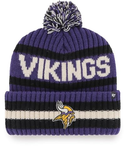 '47 NFL Minnesota Vikings Unisex Bering Bobble Winter Hat, Team Logo, Farbe Lila