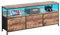 Luminarix Cómoda con 3 cajones y estante, aparador vintage con cajones de tela, estructura de metal, panel de madera, mueble de TV para salón, dormitorio, pasillo, color marrón