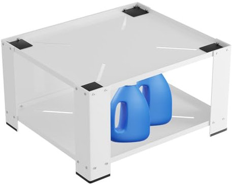 Peviasot Armoire de machine à laver et sèche-linge comme support 60,6 x 60,6 x 40 cm avec étagère, socle de machine à laver jusqu'à 150 kg, rehausseur de machine à laver pour sèche-linge/blanc