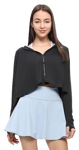OhSunny Womens UPF 50+ Long Sleeve Shirt Sun Protection Hoodie Jacket Lightweight Running Hiking Cycling Outdoor Full Zip Tops SLC3M082 Black XL