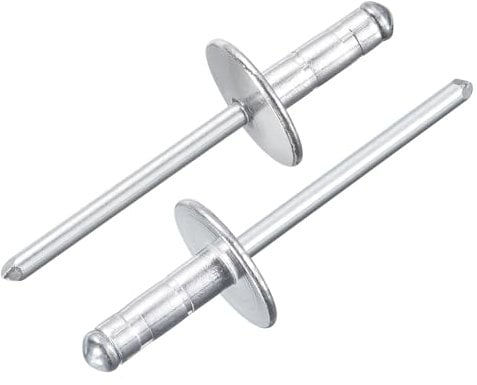 sourcing map 50Pcs 3/16x1/2 Aluminum Blind Rivets, Large Head Multi Grip Aluminum Steel Mandrel Rivets Fasteners for Metal, Furniture, Automotive, Silver