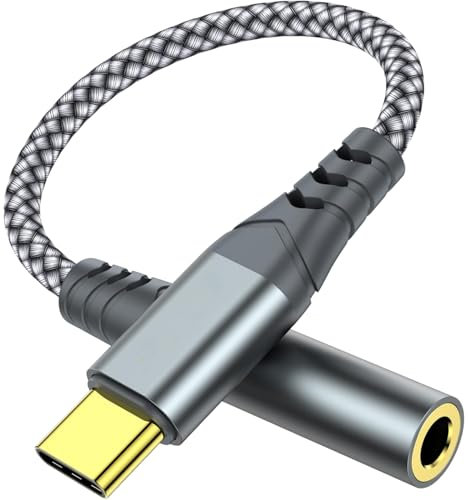 pluX USB C to 3.5 mm Jack Adapter, Type C to 3.5mm Headphone Aux Digital Audio Earphone Adaptor For iPhone 15/Samsung Galaxy S23 S22 Note10 A80 Huawei P60/P50,Google Pixel 4XL,OnePlus7,Moto
