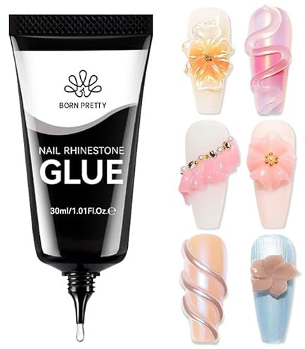 Born Pretty Colle à Ongles Strass, Forte Colle Faux Ongles Gel Adhésif Super Fort pour Les Ongles pour Paillettes d'Ongles