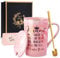 Biching Regalo Mamma Regalo Mamma Compleanno - Regali Tazza da Caffè in Ceramica da 400ml Originale Utile Personalizzato, Coperchio, Cucchiaio, Biglietto, Elegante Confezione Regali