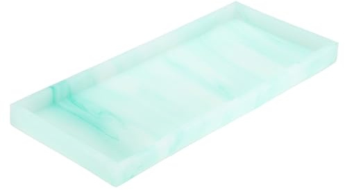 sourcing map Bathroom Vanity Tray, 11.8 x 5 Silicone Soap Dispenser Trays, Shatterproof Kitchen Sink Organizer for Soaps Keys Candle Trinket, Emerald Green