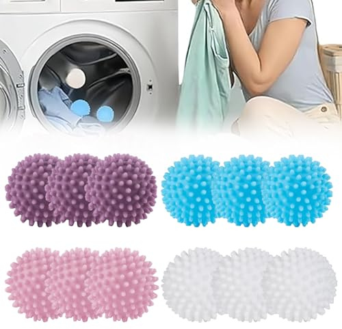 Bola de Secadora,12pcs Bolas de Secadora de Lavadora,Bolas para Lavadora,Reutilizables Bolas de Secadora,Bola de Lavado Reutilizable,Bolas de Secadora Antiarrugas,Pelota Lavadora