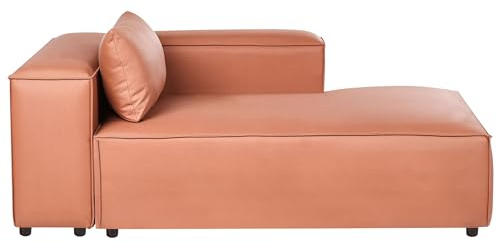 Beliani Modern Left Hand Chaise Lounge Faux Leather Upholstery Golden Brown Brande