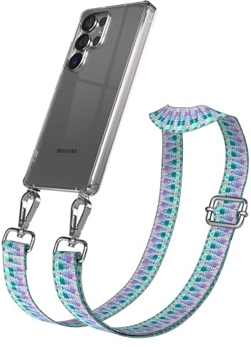 EAZY CASE Handykette - Verstellbares Taschenband kompatibel mit Galaxy S25 Ultra, Schulterriemen, Handykordel mit Silikon Hülle, Umhängetasche, Einhorn Silber