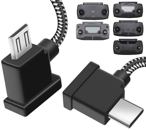 30cm Micro auf USB C Fernsteuergerät Kabel, Controller Datenkabel Drohne zu IPhone 17/16/15/17e/16e, DJI Mavic Mini, SE,Mavic 2 Pro/Zoom,Mavic Air,Mavic Pro,Spark Drohne zu Tablet 90-Grad-OTG- Zubehör