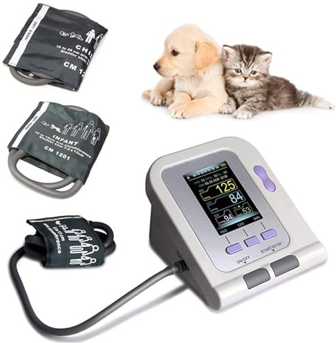 Digitales Veterinär-Blutdruckmessgerät mit Manschette, automatische Blutdruckmessung, Veterinärbedarf, 3 Modi, 3 Manschetten, elektronisches Sphygmomanometer, für Hunde/Katzen/Haustiere