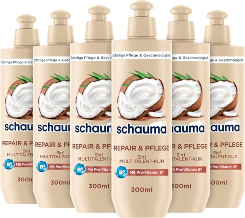 Schauma 5in1 Repair & Pflege Multitalent-Kur (6x 300 ml), Haarmaske repariert das Haar intensiv, Haarkur für Splissversiegelung & weniger Haarbruch, für geschädigtes Haar