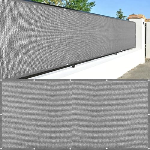 Brise Vue Balcon 75 x 360 cm Antidéchirure, Vent, Couverture de Confidentialité Cache Vue Balcon Occultant avec Trous et Serre Câbles pour Jardin et Lieu de Fête Piscine, Gris