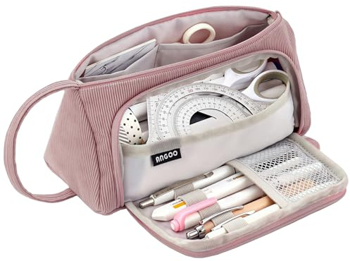 GUOYOU Pana Estuche Escolar, Sencillo Estuche con Asa Lateral (Rosa)