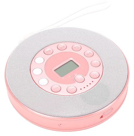 Jectse Portable CD Player, Bluetooth Anti Skip Memory Playback Record to USB Drive with Built in Speaker and Microphone, for Car Home Travel (pink)