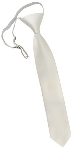 TigerTie Kinderkrawatte in cremeweiss Uni - Krawatte vorgebunden mit Gummizug