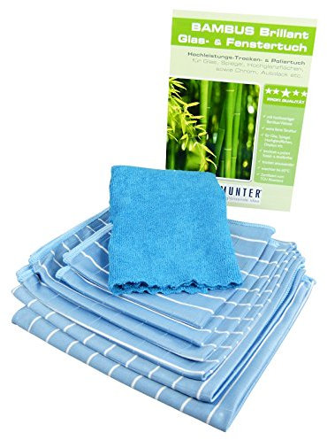 Putzmunter Bambus Brillant Glas- & Fenstertuch 7 TLG. Bambustücher blau