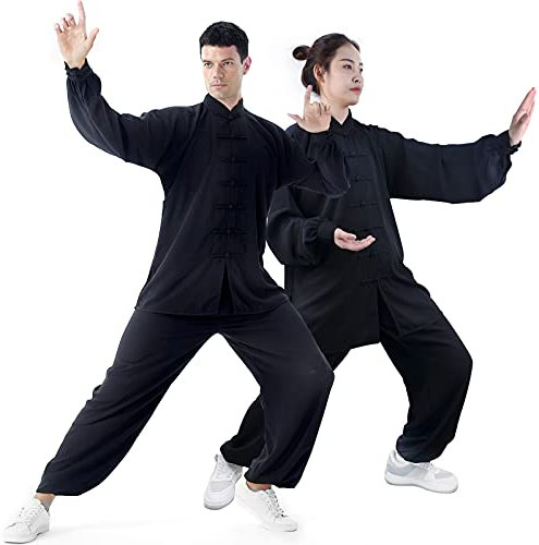 GEGEQ® Traje de Kung Fu Tai Chi Shaolin - Ropa de Ejercicio Matutino y Artes Marciales - Incluye Prenda y Pantalones de Seda - Para Mujer, B, Large
