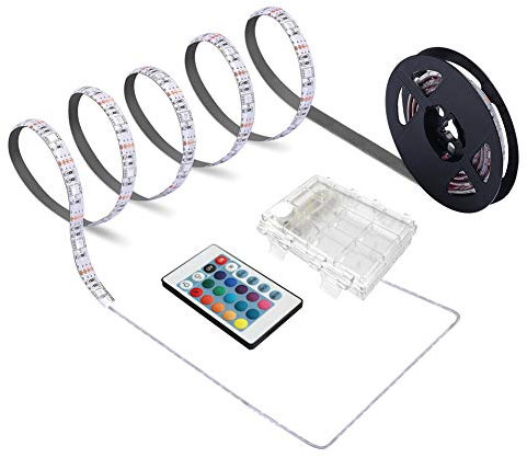 sinzau Tira Led Pilas Decorar para DIYer: Autoadhesivo 2M Tira Led Bateria Control Remoto de 24 Botones Regulable - Decoración de Interiores DIY Decoración de Iluminación de Fondo de TV