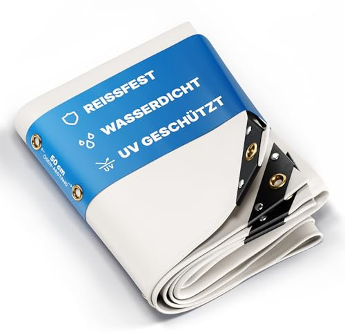 NEMAXX® Premium Abdeckplane Wasserdicht [800x1200cm] – UV Beständige [650 g/m²] LKW Plane mit Ösen, PVC Gewebeplane für Holz, Garten, Dach & BAU – Winterfeste Schutzplane – Weiß – 96m²