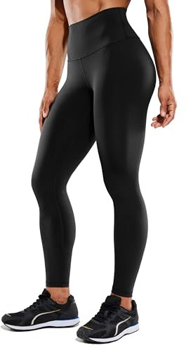 CRZ YOGA Hugged Feeling Damen High Waist Sports Leggings Blickdicht Yoga Leggins Kompression Sporthose mit Tasche - 71cm Schwarz 40