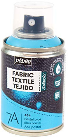 Pébéo - Peinture en Spray pour Textiles 7A Spray - Tissus Naturels et Synthétiques - Base Eau - Sans Solvant - Résistante au Lavage Machine - Peinture sur Tissu Pébéo Couleur Bleu pastel - 100ml