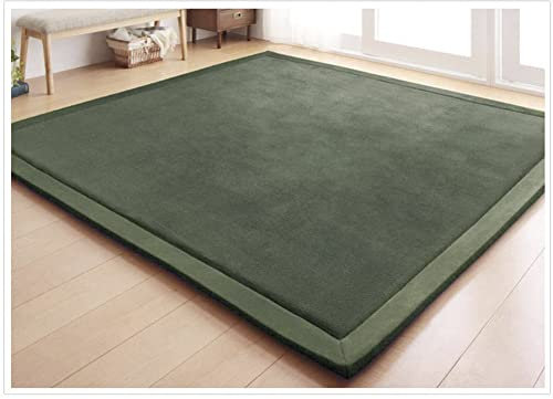 Loartee korallen Samtmatte, Teppich, als Krabbeldecke fürs Kind, Yogamatte und Übungsauflage geeignet, Olivgrün, 150 * 150cm
