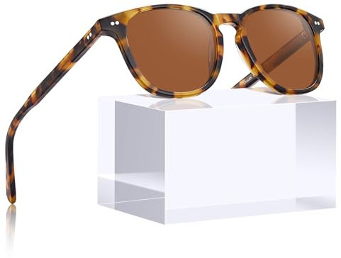 CARFIA Kleine Polarisierte Damen Sonnenbrille mit Brillenetui Vintage Acetatrahmen