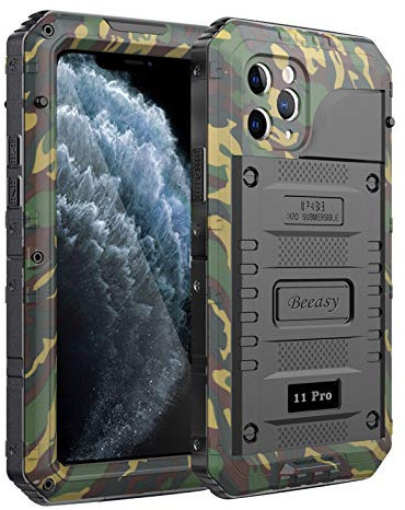 Beeasy iPhone 11 Pro Case Camo, Waterproof Shockproof Tough Heavy Duty, with Built-in Screen Protector 360 Degree Full Body Military Protective, Drop Proof Metal Cover for Outdoor Sport