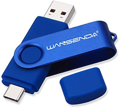 WANSENDA USB C Stick 256GB, USB-Stick Typ C Speicherstick OTG USB 3.0 Dual Flash Drive 2-in-1 Memory Stick für Tablet, PC, MacBook, Typ C Android Handy (256G, Marineblau)
