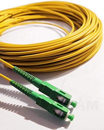 Elfcam® - 300m Fibra óptica Cable SC/APC a SC/APC Monomodo Simplex 9/125, Compatible con Orange, Movistar, Vodafone y Jazztel, 300 Metros
