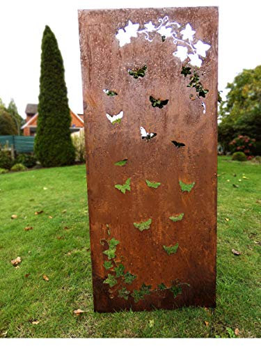 Irony24 Edelrost Sichtschutz 150 x 62 cm Schmetterling inkl. Bodenanker