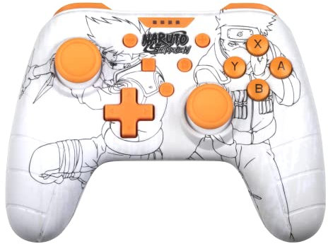 Konix Naruto Shippuden Mando con cable para Nintendo Switch, Switch 2 y PC - Función de vibración - Cable de 3 m - Diseño Kakashi - Blanco
