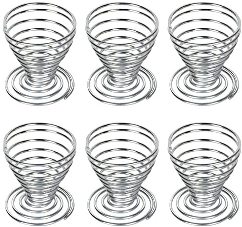 Tbkoly Lot de 6 coquetiers en acier inoxydable - Avec ressort - Pour le maquillage et les œufs
