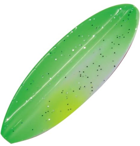 Paladin Inliner Blinker zum Forellenangeln Trout Tracker Style Durchlaufblinker 5g, Farbe:grün-weiß-gelb-Glitter/orange-Glitter