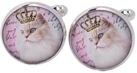 Manschettenknöpfe - Katze Weiß mit Krone