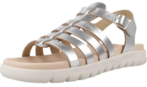 Geox Girls' J Soleima Gir Sandal, silver, 1 UK