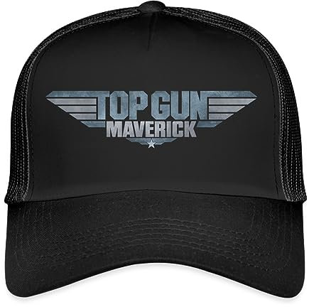 Spreadshirt Top Gun Maverick Logo Trucker Cap, One Size, Schwarz/Schwarz