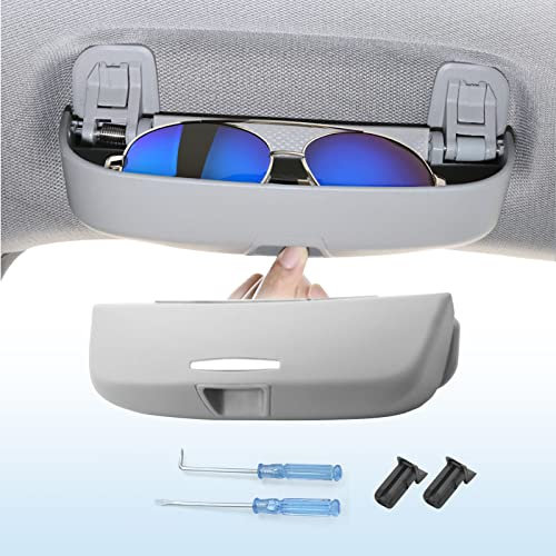 Coleya Auto Brillenetui Kompatibel mit Audi A3 A4 A5 A6 Q3 Q5 Q7, Sonnenbrillenhalter, Brillen Aufbewahrungsbox für A3 8V 8Y A4 B8 B9 A5 8T F5 A6 C7 C8 Q3 8U F3 Q5 8R FY Q7 (Grau)