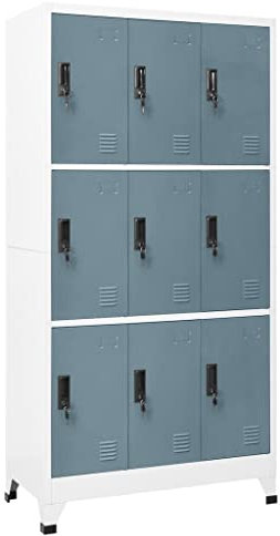 vidaXL Schließfachschrank Spind Schrank Umkleideschrank Metallschrank Fächerschrank Aktenschrank Büroschrank Lagerschrank Hellgrau Dunkelgrau 90x45x180cm Stahl