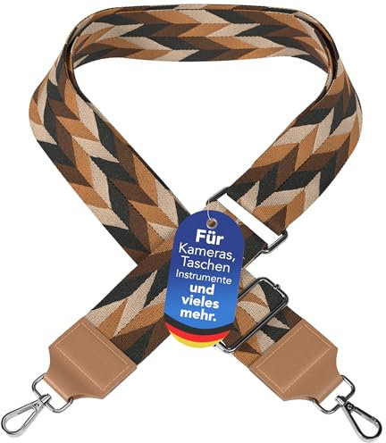 EAZY CASE - Verstellbarer Taschengurt, Ersatz Schultergurt für Handtaschen, Schulterriemen für Umhängetaschen, breiter Taschenriemen für Taschen und Tragetaschen, DIY Taschenband, Mixed Braun