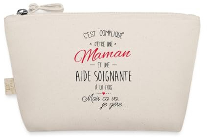 Spreadshirt Maman et Aide Soignante - Cadeau Humoristique Infirmière Trousse, Taille Unique, Nature