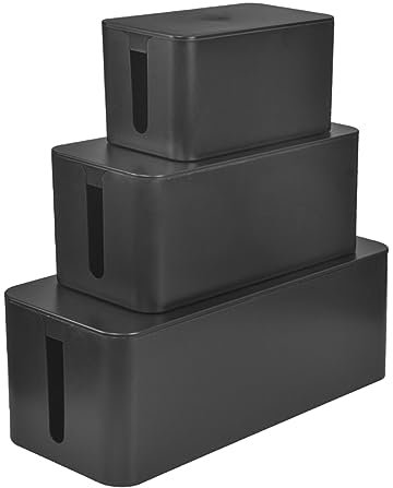 QUTHZZHY Kabel-Management-Box Kabelbox Groß Kabelmanagementbox in 3 Größen Kabel-Organizer zum Verstecken von Kabeln Organisieren von Computerverkabelungen lose Drähte (schwarz-1)