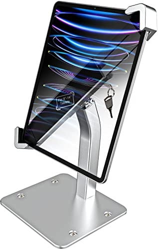 woleyi Support Antivol Verrouillable pour Tablette, Support Tablette Bureau avec Serrure et Clé, Fixation Détail Kiosque pour iPad Pro 12.9/ Air, Surface, Galaxy Tabs (Grande Tablette 9-14)