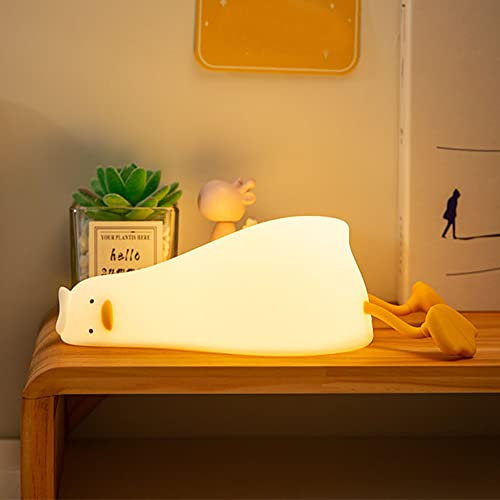 Attivolife Duck Night Light for Kids, Cute Animal Silicone Lamp Touch Control + Dimmable + Timer, USB Rechargeable LED Feeding Night Light, Bedside Bedroom Decor Birthday Gifts for Toddler Baby Women