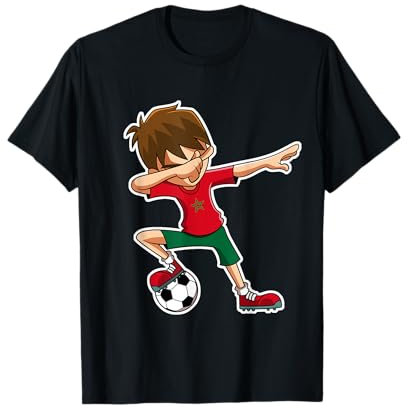 Dabbing Fußball Boy Marokko Shirt Marokkanische Flagge Trikot T-Shirt