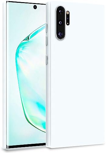 MyGadget Hülle für Samsung Galaxy Note 10 Plus - Zweilagige Handyhülle mit Kameraschutz - Cover mit Innenfutter & Silikon außen - Weiß