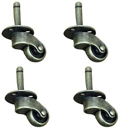 TozLu Lenkrollen, Trolley-Räder, 4 Stück Lenkrollen, antike Möbelrolle, ölgeriebene Bronze, geräuschlos, verschleißfest, um 360° drehbar, mit Stößel, for Sofa, Stuhl, Couchtisch, Ret