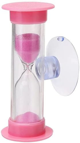 Minuterie de brossage des Dents pour Enfants de 3 Minutes avec Ventouse décoration de la Maison sablier Fait à la Main minuterie de brossage pour Enfants (Rose)