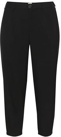 Kaffe Curve Damen Plus-Size Women's Trousers High-Waisted Full-Length Tapered Legs Hose, Black Deep,